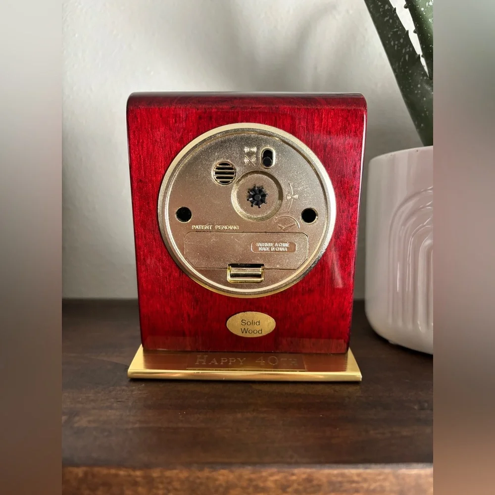 Vintage Linden Quartz Solid Wood Brass Accents Desk Clock